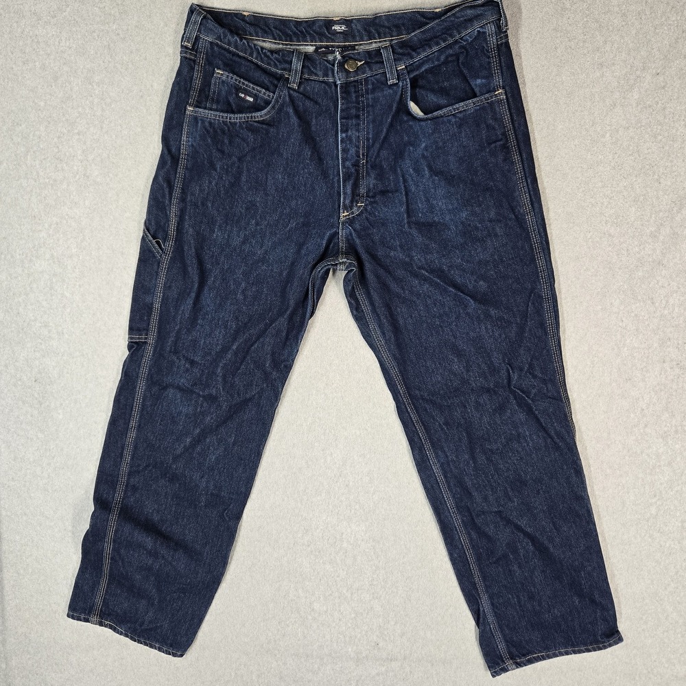 Tyndale FR Men Jeans 35X30 Blue Denim Cargo Carpenter FRMC Workwear Grunge